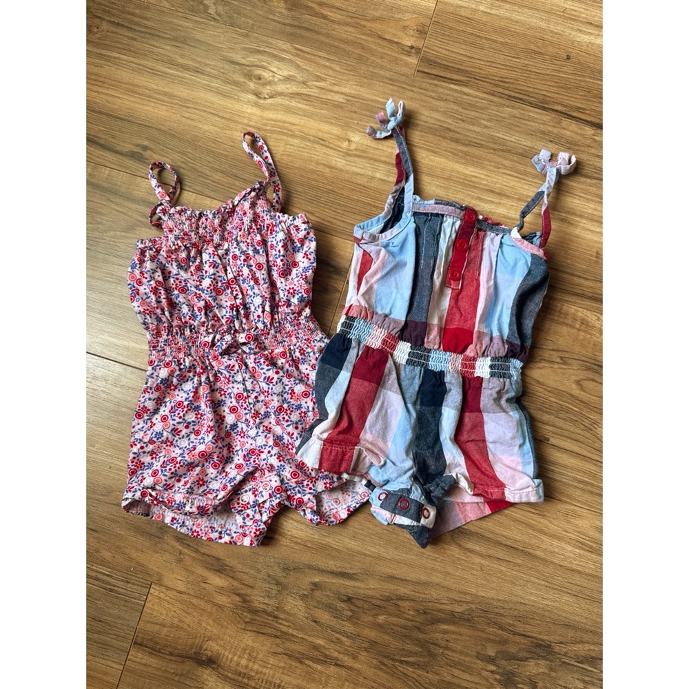 Faded Glory Floral Pink and a Red, White and Blue One Piece Romper